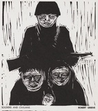 Artist: b'Grieve, Robert.' | Title: b'Soldiers and civilians' | Date: 1967 | Technique: b'linocut'
