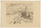 Artist: b'Dyson, Will.' | Title: b'The Old Flers Road.' | Date: 1917 | Technique: b'lithograph, printed in brown ink, from one stone'