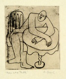 Artist: b'Brash, Barbara.' | Title: b'Man at a table.' | Date: c.1953 | Technique: b'etching'