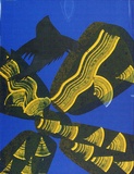 Artist: b'Tilley, Lorna.' | Title: b'(Poster of bird and waves)' | Date: 1973 | Technique: b'screenprint, printed in colour, from multiple stencils'