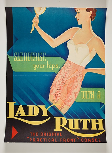 Artist: b'Burdett, Frank.' | Title: b'Lady Ruth corset.' | Date: c.1936 | Technique: b'lithograph, printed in colour, from multiple stones [or plates]'