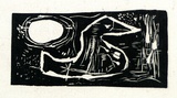 Artist: Brash, Barbara. | Title: (Bird and moon). | Date: c.1955 | Technique: linocut, printed in black ink, from one block