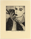 Artist: b'Kjar, Barbie.' | Title: b'Marise with artichoke' | Date: 1993 | Technique: b'drypoint, printed in black ink, from one plate'