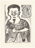 Artist: b'Francis, David.' | Title: b'Young man giving flowers' | Date: 1984 | Technique: b'lithograph, printed in black ink, from one stone'