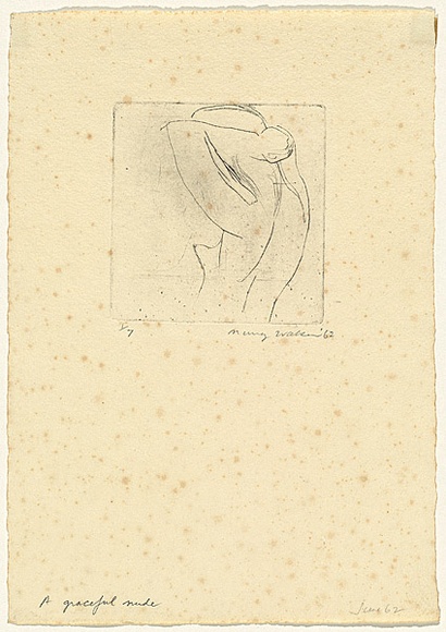 Artist: b'WALKER, Murray' | Title: b'A graceful nude' | Date: 1962 | Technique: b'drypoint, printed in black ink, from one plate'