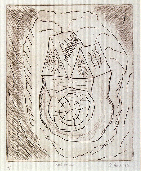 Artist: b'Gash, Ross.' | Title: b'Christian' | Date: 1983 | Technique: b'etching, printed in brown ink with plate-tone, from one plate'