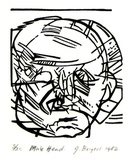 Artist: b'Burgess, Jeff.' | Title: b'Male head.' | Date: 1982 | Technique: b'linocut, printed in black ink, from one block'