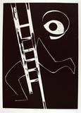 Artist: King, Inge. | Title: Stepping out | Date: 1999, July | Technique: linocut, printed in black ink, from one block