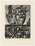 Artist: b'Senbergs, Jan.' | Title: b'Leaving port' | Date: 1992 | Technique: b'etching, printed in black ink, from one plate' | Copyright: b'\xc2\xa9 Jan Senbergs'