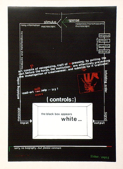 Artist: b'Fisher, John' | Title: b'The black box appears white.' | Technique: b'photomontage'