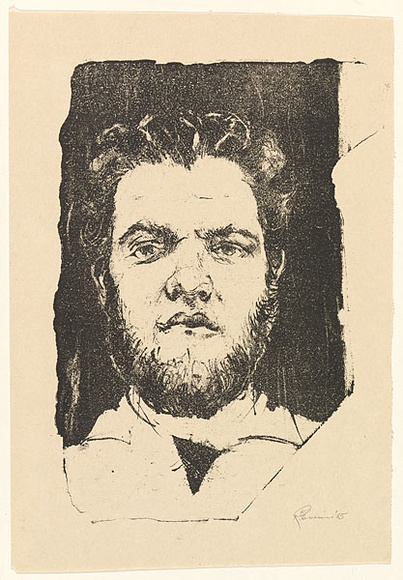 Artist: b'EWINS, Rod' | Title: b'not titled [self-portrait}.' | Date: 1965 | Technique: b'crayon-lithograph, printed in black ink, from one stone'