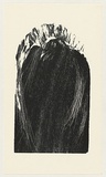 Artist: AMOR, Rick | Title: not titled (large raven front on 3). | Date: (1990) | Technique: woodcut, printed in black ink, from one block