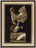 Title: b'Not titled [blocks of gold on black background].' | Date: 1969 | Technique: b'screenprint, printed in colour, from two stencils'