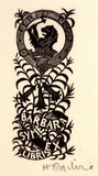 Artist: b'OGILVIE, Helen' | Title: b'not titled [Coat of arms, flowers and leaves].' | Date: c.1944 | Technique: b'wood-engraving, printed in black ink, from one block'