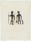 Artist: b'Tipungwuti, Giovanni (John).' | Title: b'Two fishermen.' | Date: 1969 | Technique: b'woodcut, printed in black ink, from one block'