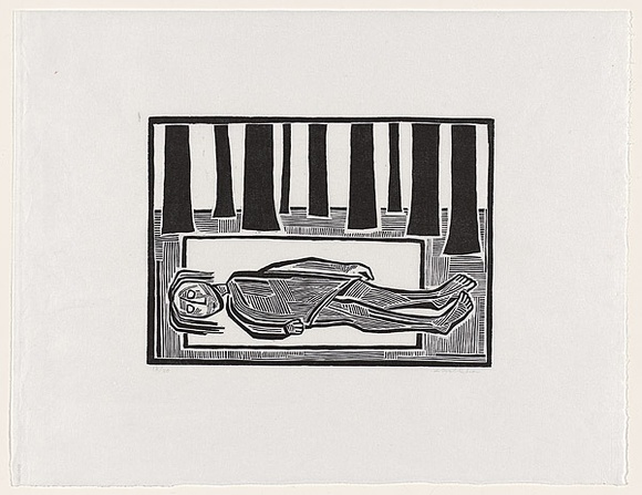Artist: Groblicka, Lidia | Title: Under the trees | Date: 1972 | Technique: woodcut, printed in black ink, from one block