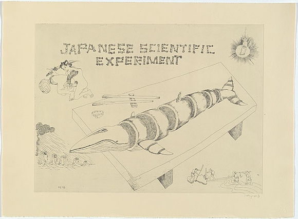 Artist: b'COLEING, Tony' | Title: b'Japanese scientific experiment.' | Date: 1993 | Technique: b'etching, printed in black ink, from one plate'