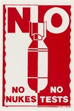 Artist: Debenham, Pam. | Title: No Nukes/No Tests. | Date: 1984 | Technique: screenprint, printed in red ink, from one stencil
