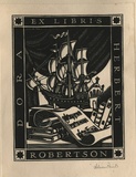 Artist: b'FEINT, Adrian' | Title: b'Bookplate: Dora Herbert Robertson.' | Date: (1937) | Technique: b'wood-engraving, printed in black ink, from one block' | Copyright: b'Courtesy the Estate of Adrian Feint'