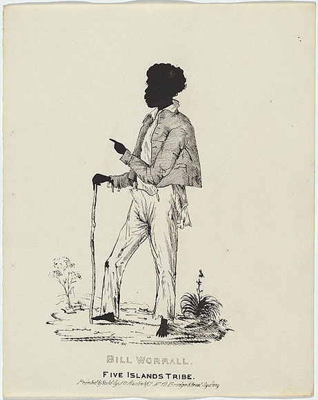 Artist: b'Fernyhough, William.' | Title: b'Bill Worrall, Five Islands Tribe.' | Date: 1836 | Technique: b'pen-lithograph, printed in black ink, from one zinc plate'