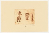 Artist: NAMPITJINPA, Kawai | Title: Minyma + pipirri | Date: 2004 | Technique: drypoint etching, printed in brown ink, from one perspex plate