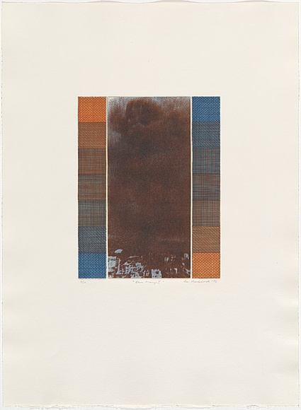 Artist: b'MADDOCK, Bea' | Title: b'Blue orange I' | Date: 1976, October | Technique: b'photo-etching, aquatint, etching and aquatint, printed in colour, from six plates'