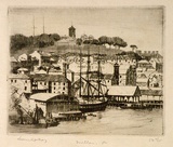 Artist: b'LINDSAY, Lionel' | Title: bOld Miller's Point, Sydney | Date: 1925 | Technique: b'etching, printed in black ink with plate-tone, from one plate' | Copyright: b'Courtesy of the National Library of Australia'