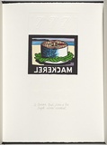 Artist: b'White, Robin.' | Title: b'Not titled (fish from a tin).' | Date: 1985 | Technique: b'woodcut, printed in black ink, from one block; handcoloured'
