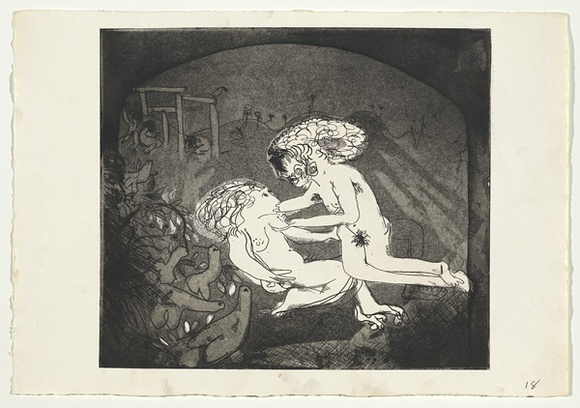 Artist: b'BOYD, Arthur' | Title: b'Lysistrata: Welcome Lampito!....' | Date: (1970) | Technique: b'etching and aquatint, printed in black ink, from one plate' | Copyright: b'Reproduced with permission of Bundanon Trust'