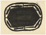 Artist: SELLBACH, Udo | Title: (Fish on a plate) | Date: 1953 | Technique: lithograph, printed in black ink, from one stone [or plate]