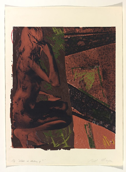 Artist: b'MEYER, Bill' | Title: bWhat's she thinking of? | Date: 1981 | Technique: b'screenprint, printed four colours, from three screens (photo-indirect with half-tone and open block-out)'