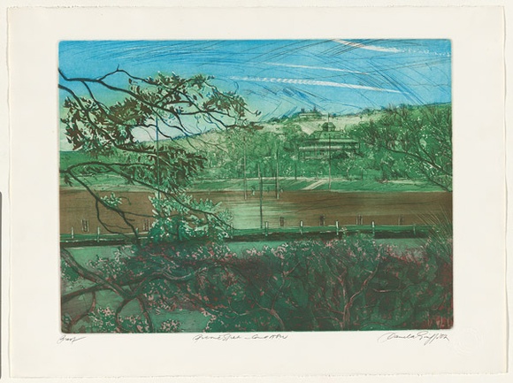 Artist: b'GRIFFITH, Pamela' | Title: b'Picnic spot, Como' | Date: 1981 | Technique: b'etching, aquatint printed in colour from two zinc plates' | Copyright: b'\xc2\xa9 Pamela Griffith'