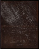 Artist: BOYD, Arthur | Title: Plate 51: (Three figures, beast and palette). | Date: 1960-70 | Technique: etched plate | Copyright: This work appears on screen courtesy of Bundanon Trust