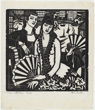 Artist: Proctor, Thea. | Title: Women with fans | Date: 1930 | Technique: woodcut, printed in black ink, from one block | Copyright: © Art Gallery of New South Wales