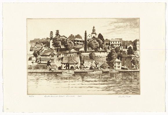 Artist: b'PLATT, Austin' | Title: b'Loreto Convent School, Kirribilli' | Date: 1946 | Technique: b'etching, printed in black ink, from one plate'