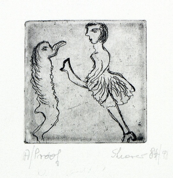 Artist: b'SHEARER, Mitzi' | Title: b'not titled' | Date: 1984 | Technique: b'etching, printed in black, with plate-tone, from one plate'