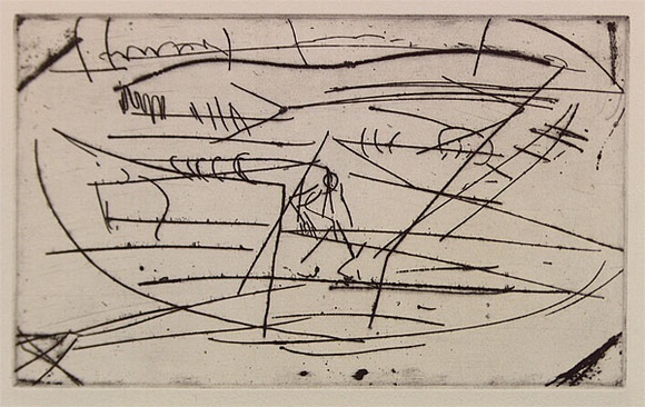 Artist: b'Furlonger, Joe.' | Title: b'View from the pits' | Date: 1992, May-July | Technique: b'etching and drypoint, printed in black ink, from one plate'