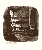 Artist: b'Stockfeld, R.H.' | Title: b'not titled [interior of wood work shed]' | Date: c.1935 | Technique: b'engraving, printed in black ink, from one copper plate'