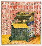 Artist: Eager, Helen. | Title: How to write letters. | Date: 1975 | Technique: lithograph, printed in colour, from multiple plates; with cut section folding to reveal 2nd colour lithograph