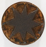Artist: b'Rees, Ann Gillmore.' | Title: b'not titled [star]' | Date: c.1942 | Technique: b'engraved linoblock mounted on cotton reel'