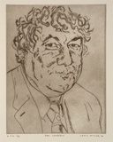 Artist: MILLER, Lewis | Title: Jan Senbergs | Date: 1994 | Technique: etching, printed in black ink, from one plate | Copyright: © Lewis Miller. Licensed by VISCOPY, Australia