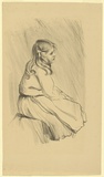 Artist: Allport, C.L. | Title: (Study of a young girl seated). | Date: 1908 | Technique: lithograph, printed in black ink, from one stone [or plate]