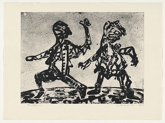 Artist: b'Senbergs, Jan.' | Title: b'Two figures' | Date: 1992 | Technique: b'lithograph, printed in black ink, from one stone' | Copyright: b'\xc2\xa9 Jan Senbergs'