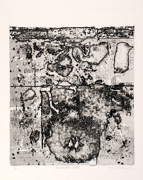 Artist: b'Hadley, Basil.' | Title: b'Fremantle wall' | Date: 1974 | Technique: b'etching, deep etch and aquatint, printed in black ink, from one plate'
