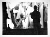 Artist: Hunter, Ian. | Title: not titled [man window shopping at night] | Date: (1980) | Technique: offset-lithograph, printed in black ink