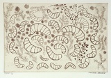 Artist: b'Laurel, Mabel Papayi.' | Title: b'Witchetty grubs' | Date: 2001, August - September | Technique: b'etching, printed in sepia ink, from one plate'