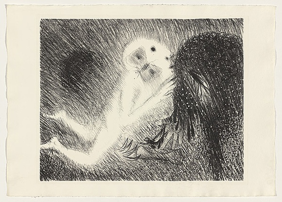 Artist: b'BOYD, Arthur' | Title: b'St Francis kissing the Wolf of Gubbio.' | Date: (1965) | Technique: b'lithograph, printed in black ink, from one plate' | Copyright: b'This work appears on screen courtesy of Bundanon Trust'