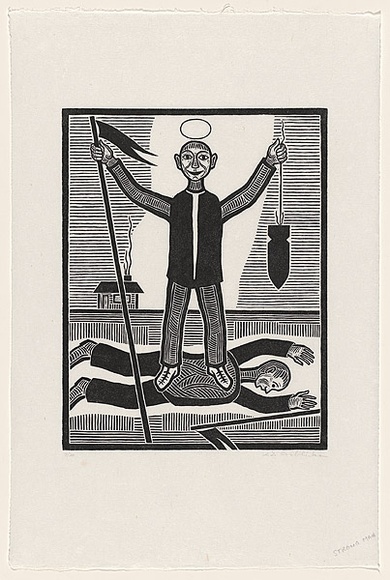 Artist: b'Groblicka, Lidia.' | Title: b'Strong man' | Date: 1971 | Technique: b'woodcut, printed in black ink, from one block'