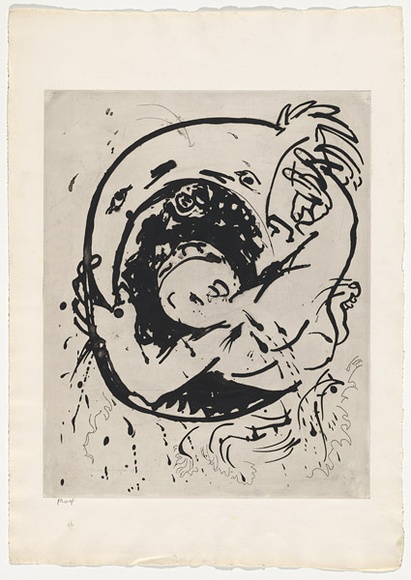 Artist: b'BOYD, Arthur' | Title: bJonah looking into the whale's mouth. | Date: 1972-73 | Technique: b'etching, printed in black ink, from one plate' | Copyright: b'Reproduced with permission of Bundanon Trust'
