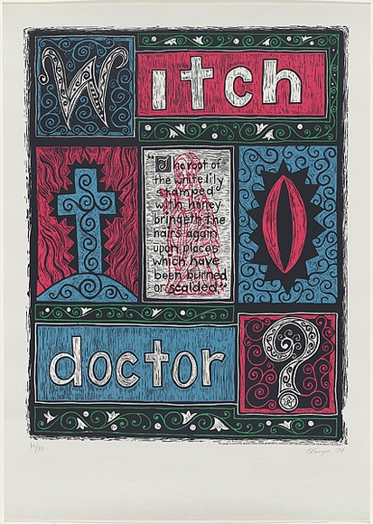 Artist: Ranger, Cindy. | Title: Witch doctor? | Date: 1994 | Technique: screenprint, printed in colour, from four stencils
